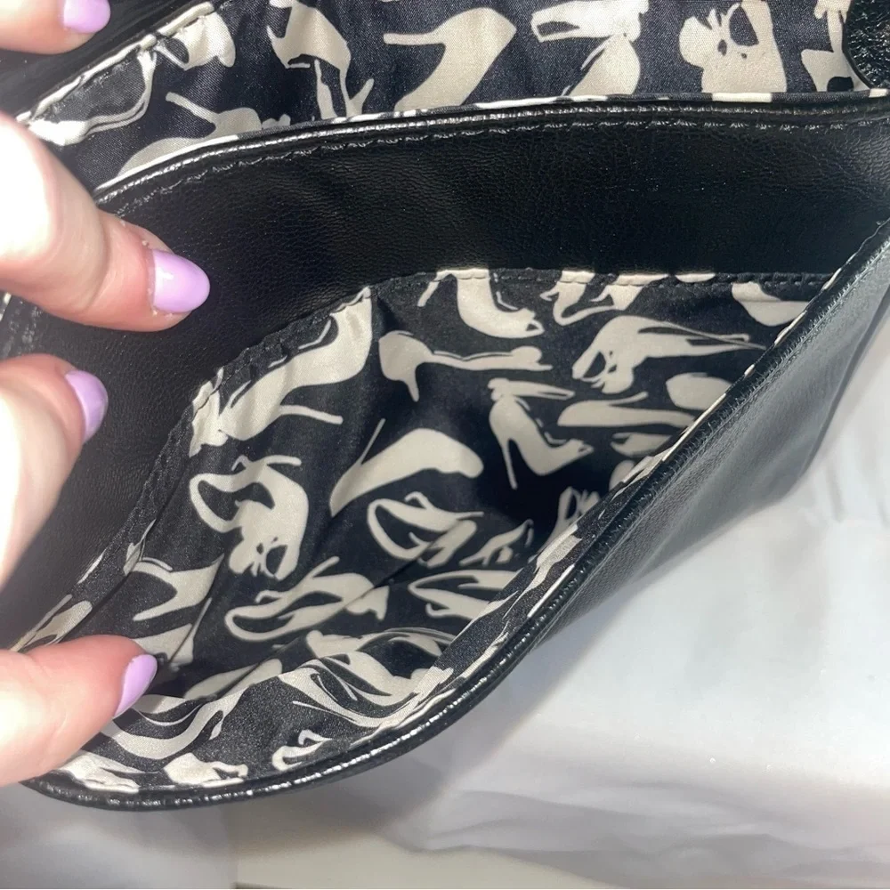 Nine West Women's Crossbody Handbag Adjustable Strap Black Faux Leather Patent